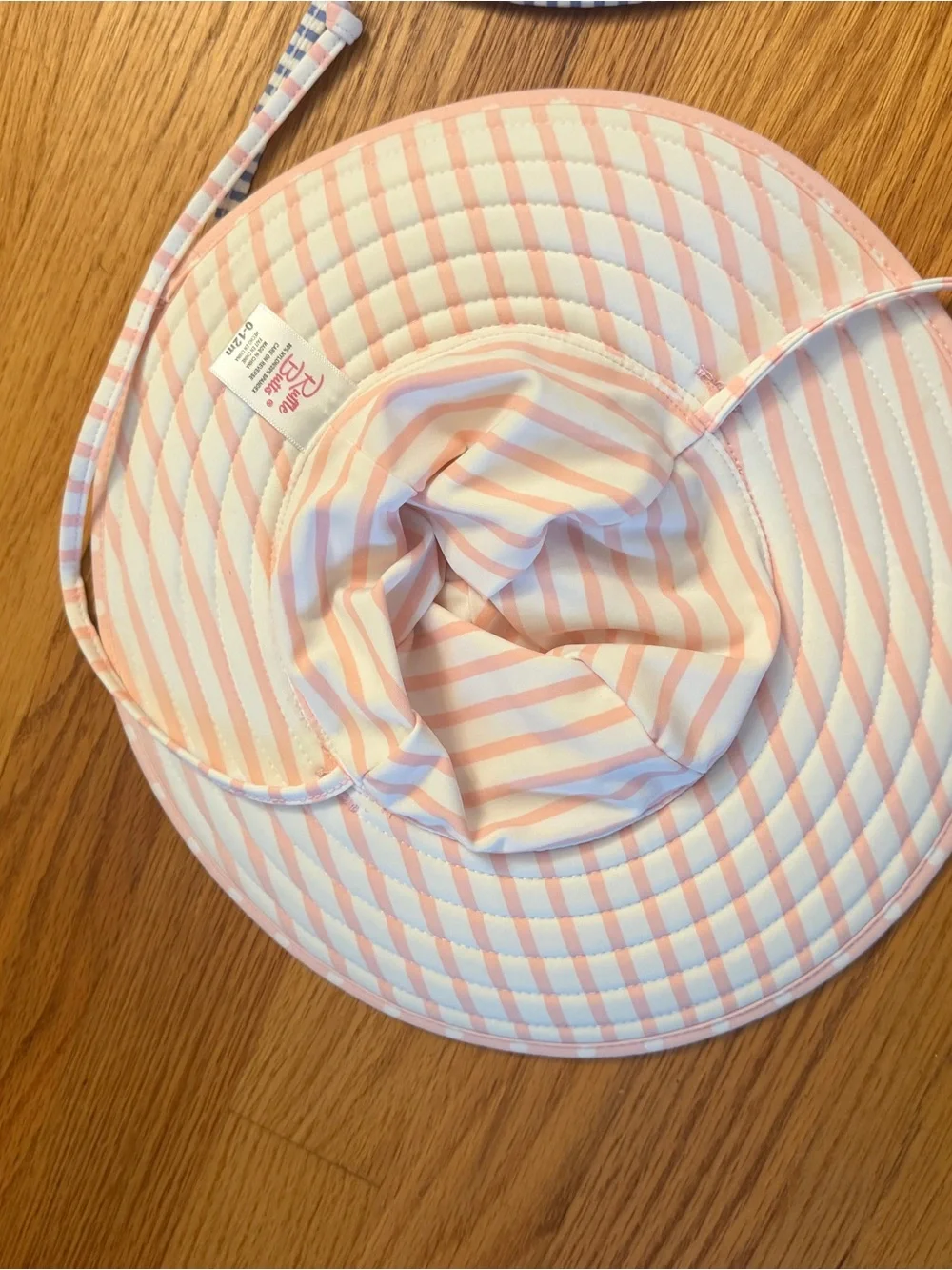Ruffle Butts Blue & White striped and Pink Dot Swim Hat 0-12 month